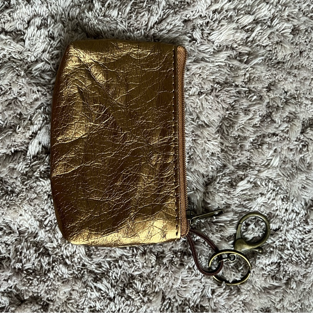 Natural Life Gold Leather Pouch NWOT